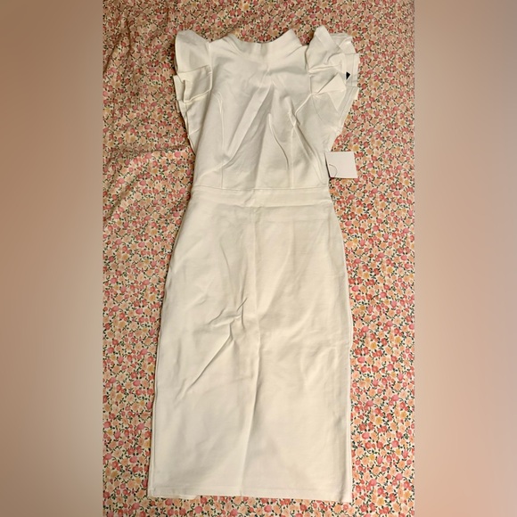 Lulu’s Stylish Splendor White Backless Ruffle Bodycon Midi Dress Small NWT - Picture 5 of 8
